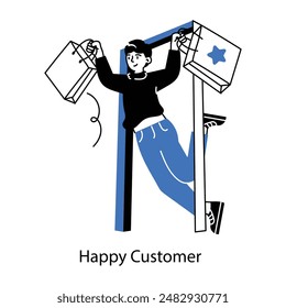 Un garabato mini ilustración de Cliente feliz 