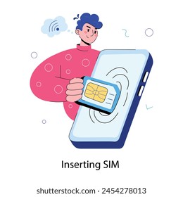 A doodle mini illustration of inserting sim 