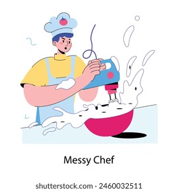 Here’s a doodle mini illustration of a messy chef 