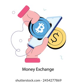 A doodle mini illustration of money exchange 