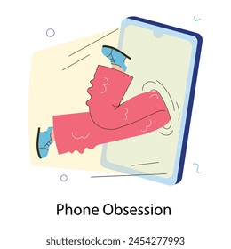 Un garabato mini ilustración de la obsesión por el teléfono 