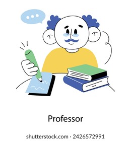 A doodle mini illustration of a professor 