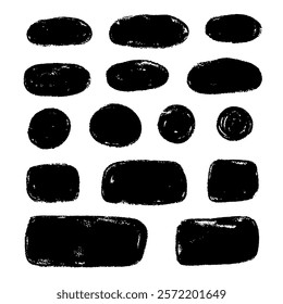 Doodle minimal frame box set with rough texture. Abstract organic shapes for text