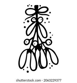 Mistletoen de garabato en vector. Idea para el diseño de tarjetas, fondo, patrón, conjunto o ilustración infantil.