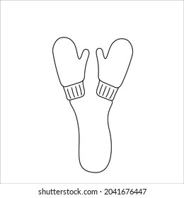 Doodle mittens design. Winter vector illustration isolated on white background.