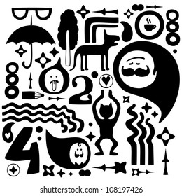 Doodle mix, set of design element