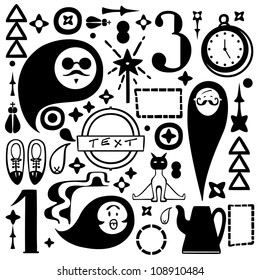 Doodle mix, set of design element