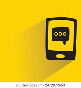 doodle mobile phone and message with shadow on yellow background