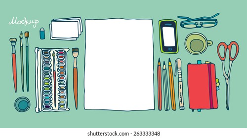 Doodle mockup illustration.