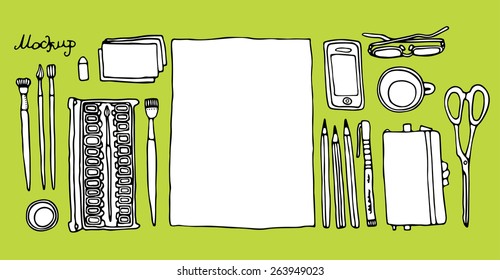 Doodle mockup illustration.