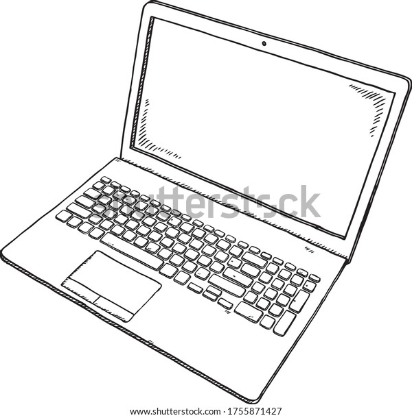 Doodle Modern Laptop Sketch Style Black Stock Vector (Royalty Free ...