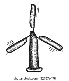 doodle modern windmill, vector illustration