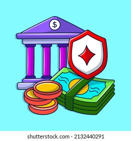 Doodle Money insurance illustration with colored hand drawn cartoon style