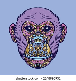 ilustración de mono doodle perfecta para el diseño