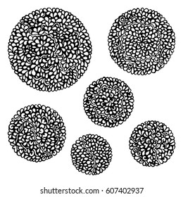 Doodle monochrome black and white circle ornamental mandala set vector