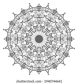 Patrón de manala de encaje monocromo Doodle. Emblem lujo belleza spa, cosmética, joyería, hotel, restaurante. Marco elegante del contorno de bodas. Diseño del logotipo de la curva de lujo floral vectorial. Marco dorado redondo ornamentado.