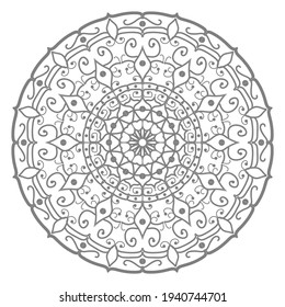 Doodle monochrome lace mandala pattern. Emblem luxury beauty spa, cosmetics, jewelry, hotel, restaurant. Wedding elegant outline frame. Vector floral luxury curve logo design. Round gold ornate frame.