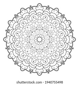 Doodle monochrome lace mandala pattern. Emblem luxury beauty spa, cosmetics, jewelry, hotel, restaurant. Wedding elegant outline frame. Vector floral luxury curve logo design. Round gold ornate frame.