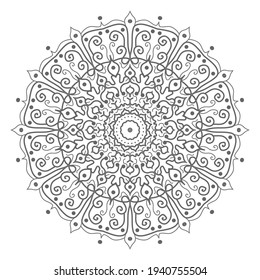 Patrón de manala de encaje monocromo Doodle. Emblem lujo belleza spa, cosmética, joyería, hotel, restaurante. Marco elegante del contorno de bodas. Diseño del logotipo de la curva de lujo floral vectorial. Marco dorado redondo ornamentado.