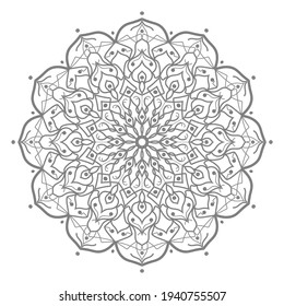 Doodle monochrome lace mandala pattern. Emblem luxury beauty spa, cosmetics, jewelry, hotel, restaurant. Wedding elegant outline frame. Vector floral luxury curve logo design. Round gold ornate frame.