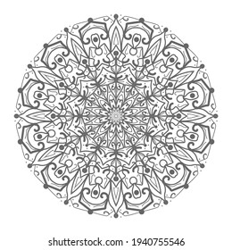 Doodle monochrome lace mandala pattern. Emblem luxury beauty spa, cosmetics, jewelry, hotel, restaurant. Wedding elegant outline frame. Vector floral luxury curve logo design. Round gold ornate frame.