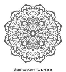 Doodle monochrome lace mandala pattern. Emblem luxury beauty spa, cosmetics, jewelry, hotel, restaurant. Wedding elegant outline frame. Vector floral luxury curve logo design. Round gold ornate frame.