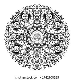 Doodle monochrome lace mandala pattern. Emblem luxury beauty spa, cosmetics, jewelry, hotel, restaurant. Wedding elegant outline frame. Vector floral luxury curve logo design. Round gold ornate frame.