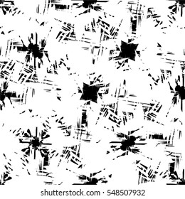 Doodle monochrome pattern, fireworks, seamless vector.
