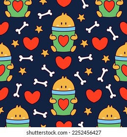 Doodle monster cartoon pattern illustration