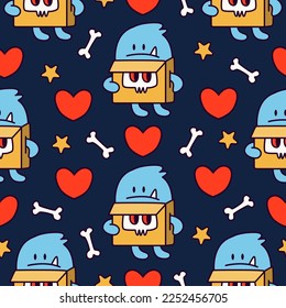 Doodle monster cartoon pattern illustration