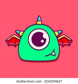 Doodle monster cartoon sticker design illustration