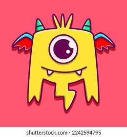 Doodle monster cartoon sticker design illustration