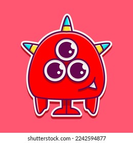 Doodle monster cartoon sticker design illustration