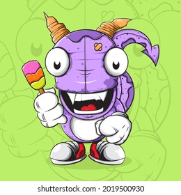 DOODLE MONSTER CHARACTER WITH ICE CREAM STICK