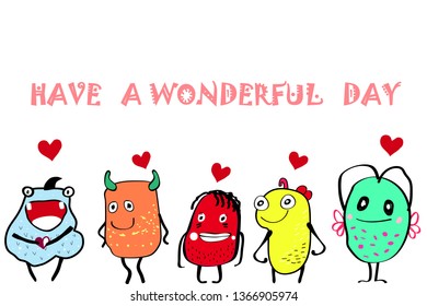 doodle monster design  for print  vector eps.10