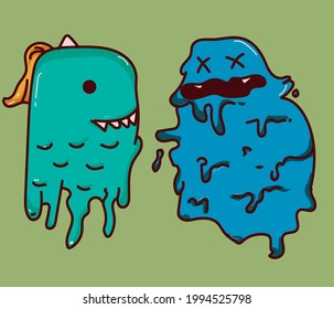 The doodle monster duo melted.  Blue and green, creepy, funny, adorable.