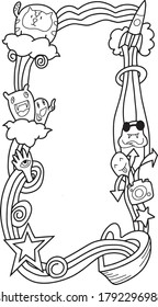 doodle monster empty space for text. Coloring book Vector illustration