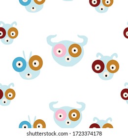 doodle monster   face design for T-shirt print  seamless  pattern  cartoon vector eps.10