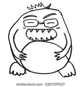 Monster-Doppelhandgezeichnet flaches Design