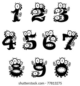 Doodle monster numerals for Halloween or other events