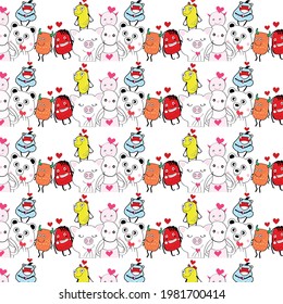 doodle monster  pattern background   design vector eps.10