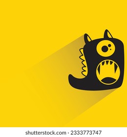 Doodle-Monster mit Schatten auf gelbem Hintergrund