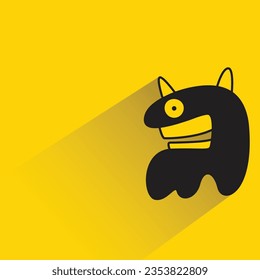 doodle monster with shadow on yellow background