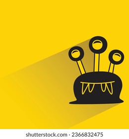 doodle monster with shadow on yellow background