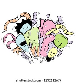 doodle monster sketch for shirt,print,coloring book,sticker vector