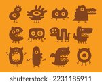 Doodle Monster Tribal Creature Vector Set