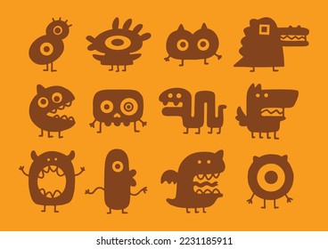 Doodle Monster Tribal Creative Vector Set