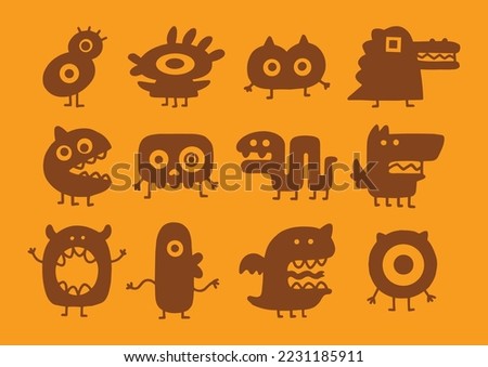Doodle Monster Tribal Creature Vector Set