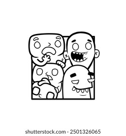 Doodle monster with white background for t-shirt and logo design