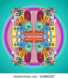 Doodle monsters pattern